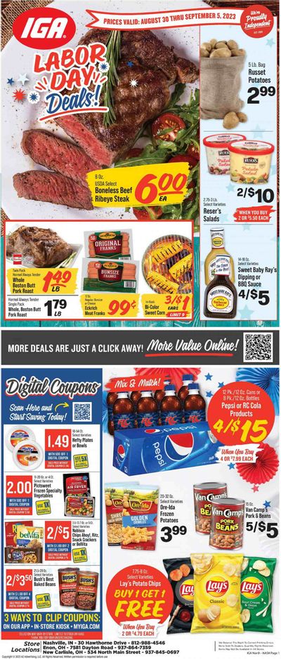 IGA (IN) Weekly Ad Flyer Specials August 30 to September 5, 2023