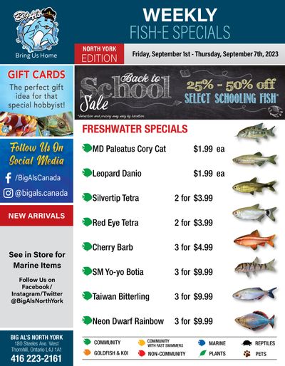 Big Al's (North York) Weekly Specials September 1 to 7