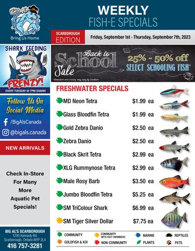 Big Al's (Scarborough) Weekly Specials September 1 to 7