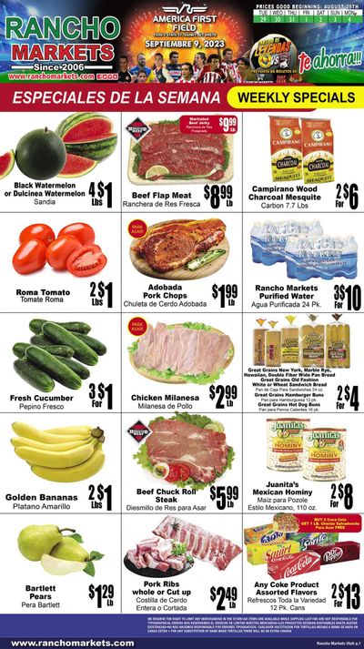 Rancho Markets (UT) Weekly Ad Flyer Specials August 29 to September 4, 2023