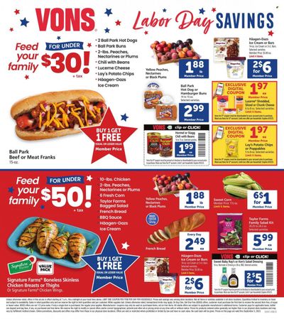 Vons (CA) Weekly Ad Flyer Specials August 30 to September 5, 2023