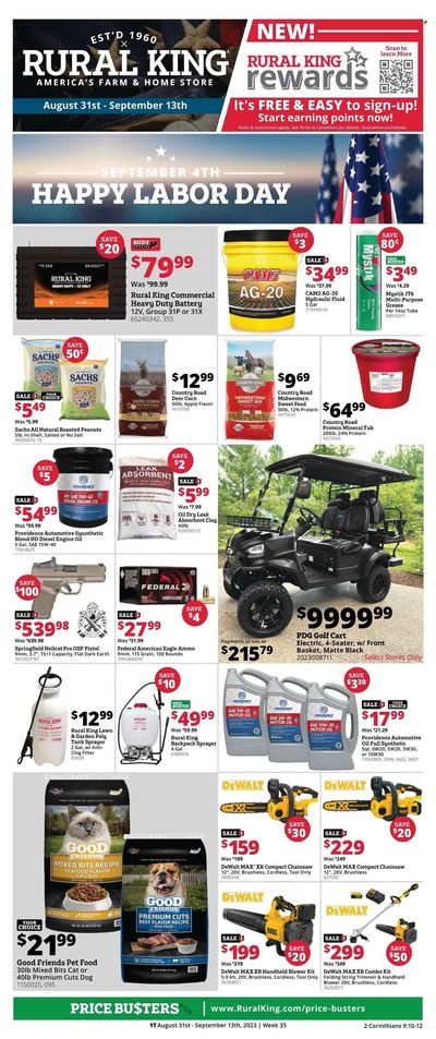 Rural King (AL, IN, KY, MI, OH, TN, WV) Weekly Ad Flyer Specials August 31 to September 13, 2023