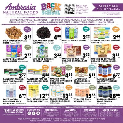Ambrosia Natural Foods Flyer September 1 to 30