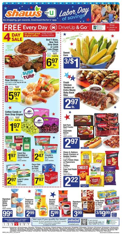 Shaw’s (MA, ME, NH, RI, VT) Weekly Ad Flyer Specials September 1 to September 7, 2023