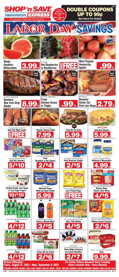 Shop ‘n Save Express (MD, PA, WV) Weekly Ad Flyer Specials August 31 to September 6, 2023
