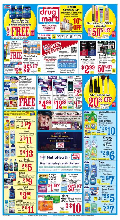 Discount Drug Mart (OH) Weekly Ad Flyer Specials September 6 to September 12, 2023