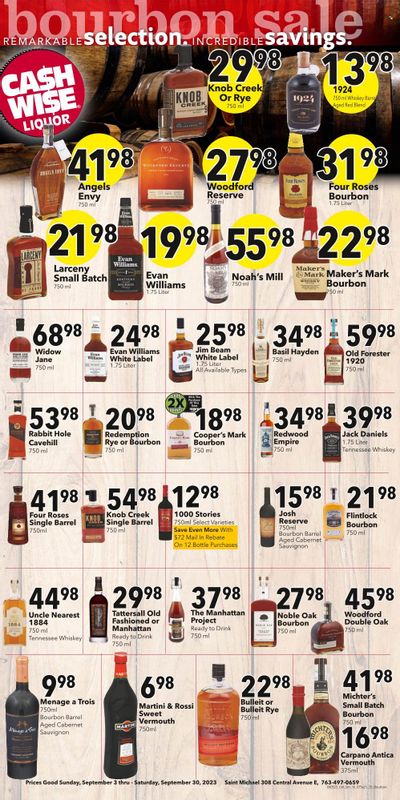 Cash Wise Liquor Only (MN) Weekly Ad Flyer Specials August 31 to September 27, 2023