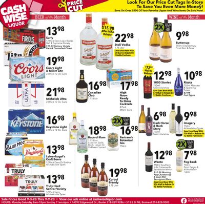 Cash Wise Liquor Only (MN) Weekly Ad Flyer Specials September 3 to September 9, 2023