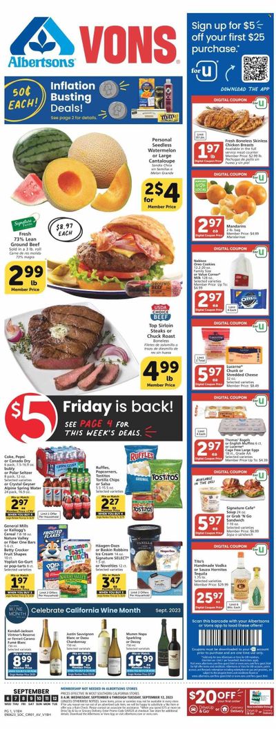 Vons (CA) Weekly Ad Flyer Specials September 6 to September 12, 2023