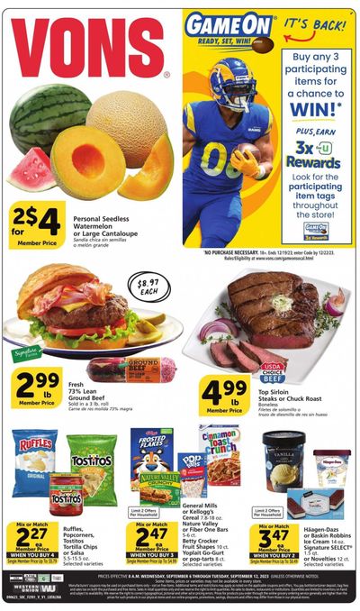 Vons (CA) Weekly Ad Flyer Specials September 6 to September 12, 2023