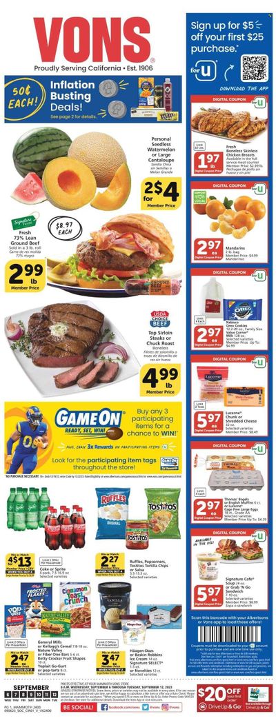 Vons (CA) Weekly Ad Flyer Specials September 6 to September 12, 2023