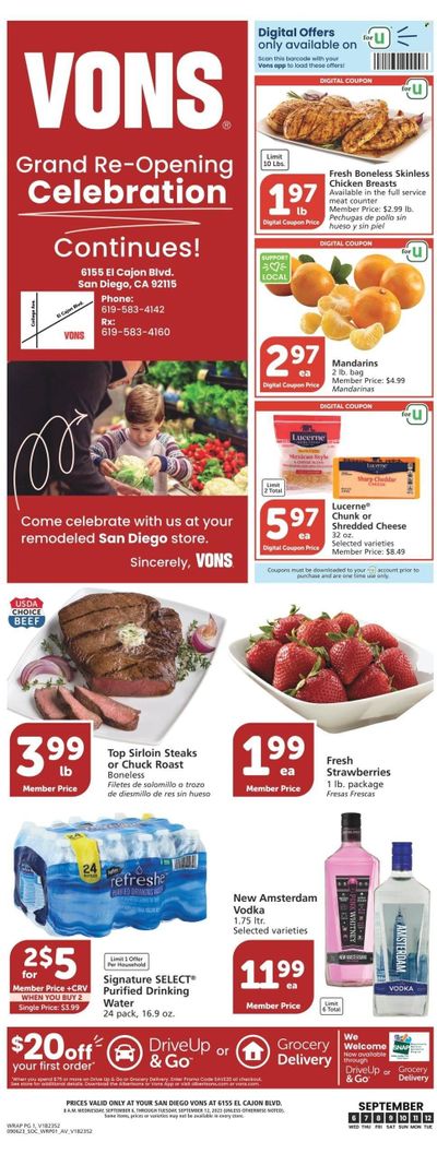 Vons (CA) Weekly Ad Flyer Specials September 6 to September 12, 2023
