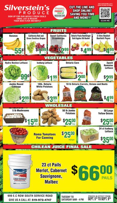 Silverstein's Produce Flyer September 5 to 9