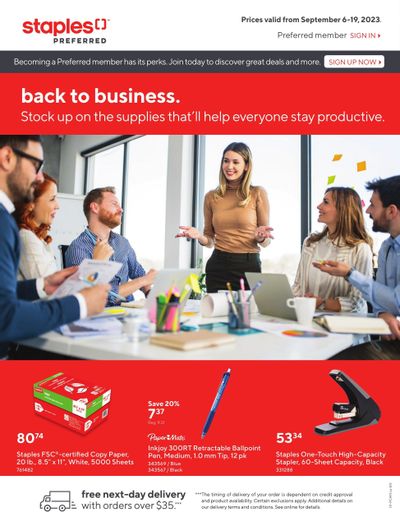 Staples Back To Business Flyer September 6 to 19
