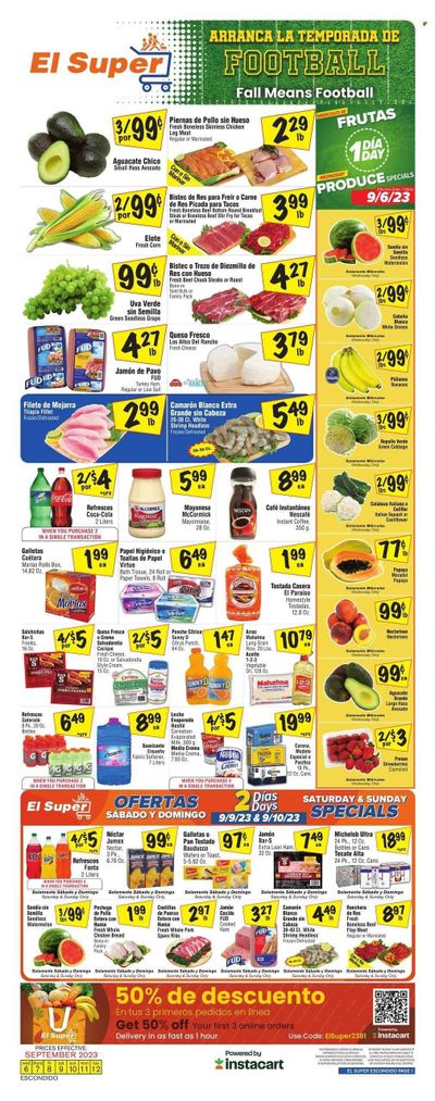 El Super (CA) Weekly Ad Flyer Specials September 6 to September 12, 2023