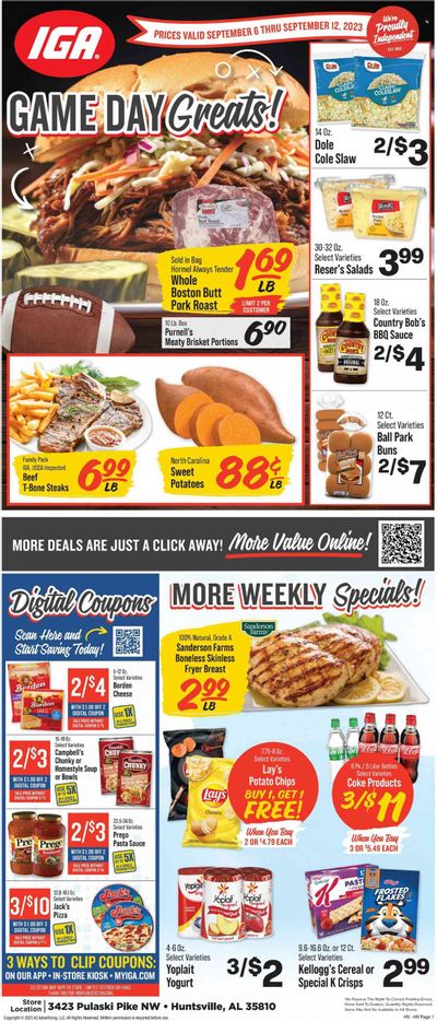 IGA (AL) Weekly Ad Flyer Specials September 6 to September 12, 2023