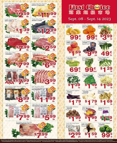 First Choice Supermarket Flyer September 8 to 14