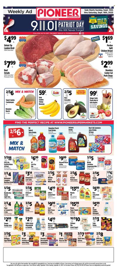 Pioneer Supermarkets (NJ, NY) Weekly Ad Flyer Specials September 10 to September 16, 2023