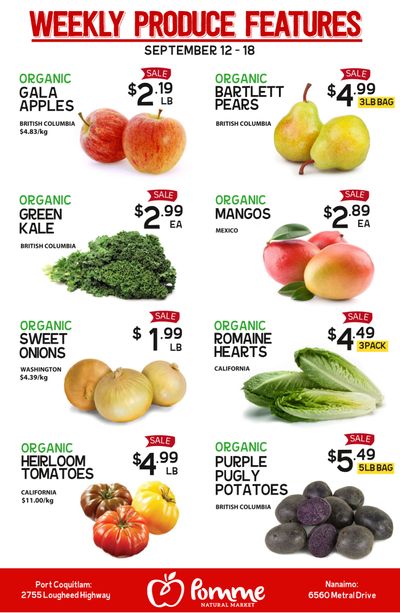 Pomme Natural Market Weekly Produce Flyer September 12 to 18