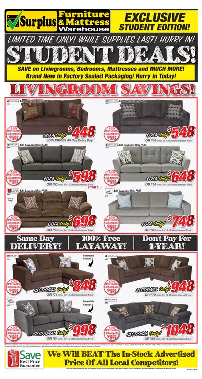 Surplus Furniture & Mattress Warehouse (Brandon) Flyer August 7 to September 12