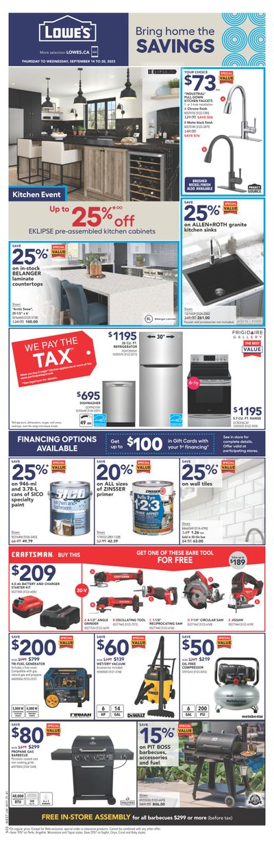 Lowe's (West) Flyer September 14 to 20
