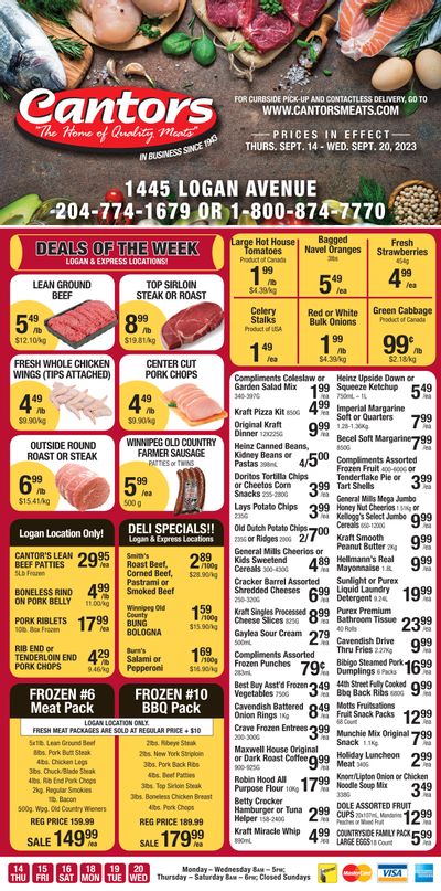 Cantor's Meats Flyer September 14 to 20