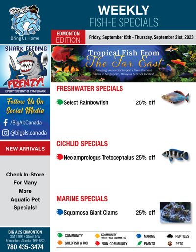Big Al's (Edmonton) Weekly Specials September 15 to 21