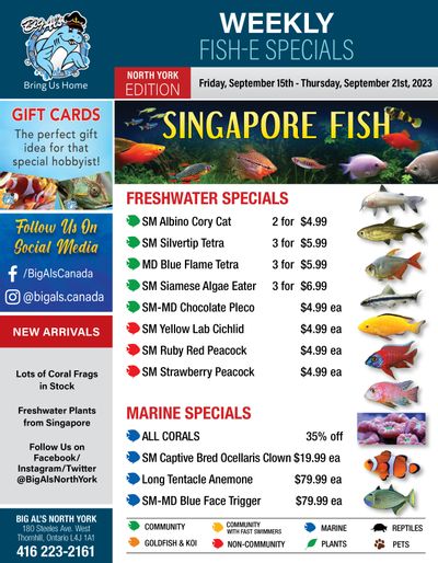 Big Al's (North York) Weekly Specials September 15 to 21 Big Al's (North York) Weekly Specials September 15 to 21