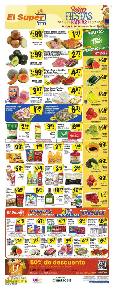 El Super (CA) Weekly Ad Flyer Specials September 13 to September 19, 2023 El Super (CA) Weekly Ad Flyer Specials September 13 to September 19, 2023