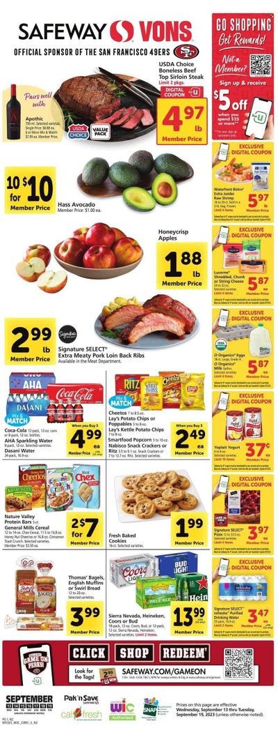Safeway (CA) Weekly Ad Flyer Specials September 13 to September 19, 2023