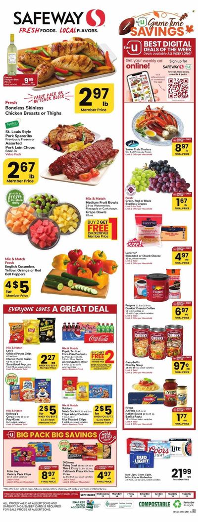 Safeway (SD) Weekly Ad Flyer Specials September 13 to September 19, 2023