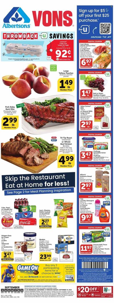 Vons (CA) Weekly Ad Flyer Specials September 13 to September 19, 2023