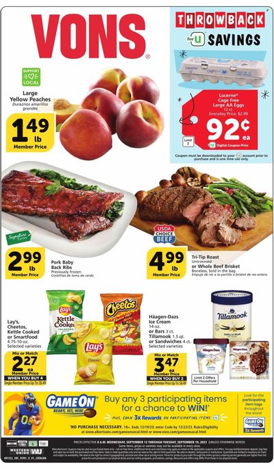 Vons (CA) Weekly Ad Flyer Specials September 13 to September 19, 2023