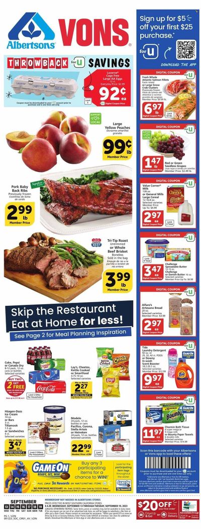 Vons (CA) Weekly Ad Flyer Specials September 13 to September 19, 2023