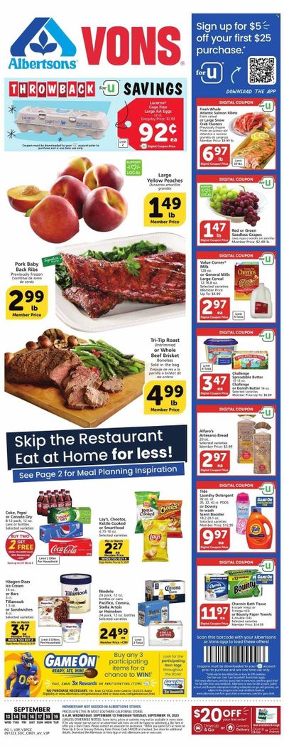 Vons (CA) Weekly Ad Flyer Specials September 13 to September 19, 2023