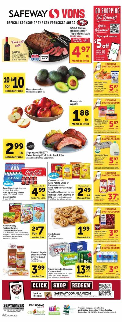 Vons (CA) Weekly Ad Flyer Specials September 13 to September 19, 2023