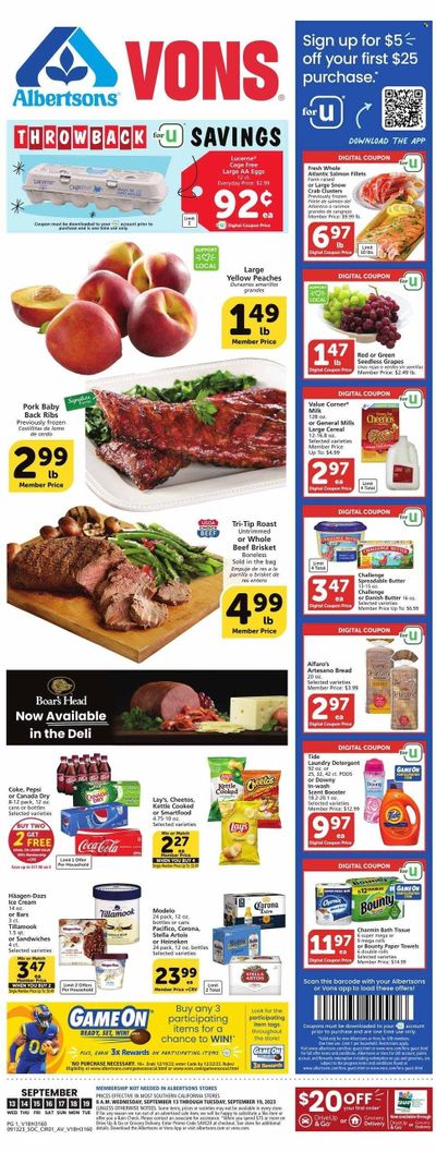 Vons (CA) Weekly Ad Flyer Specials September 13 to September 19, 2023