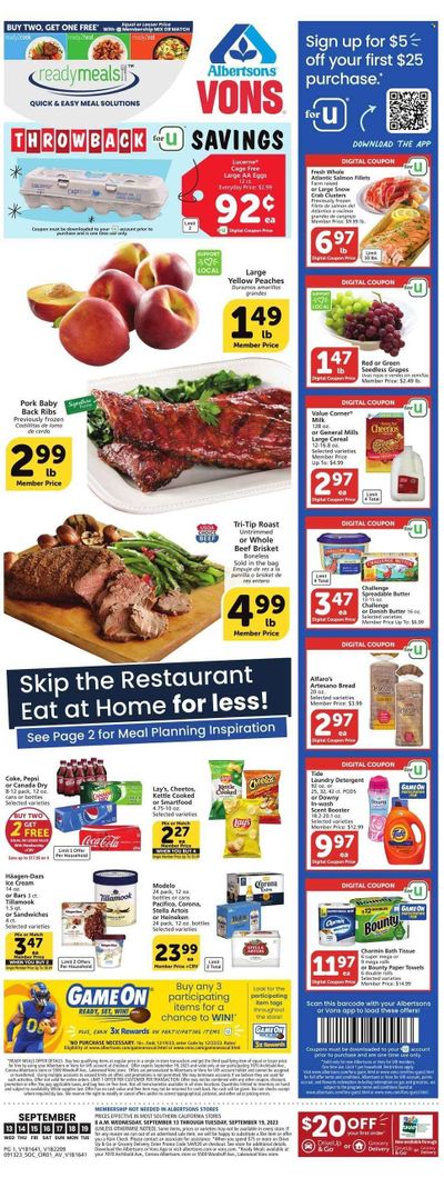 Vons (CA) Weekly Ad Flyer Specials September 13 to September 19, 2023