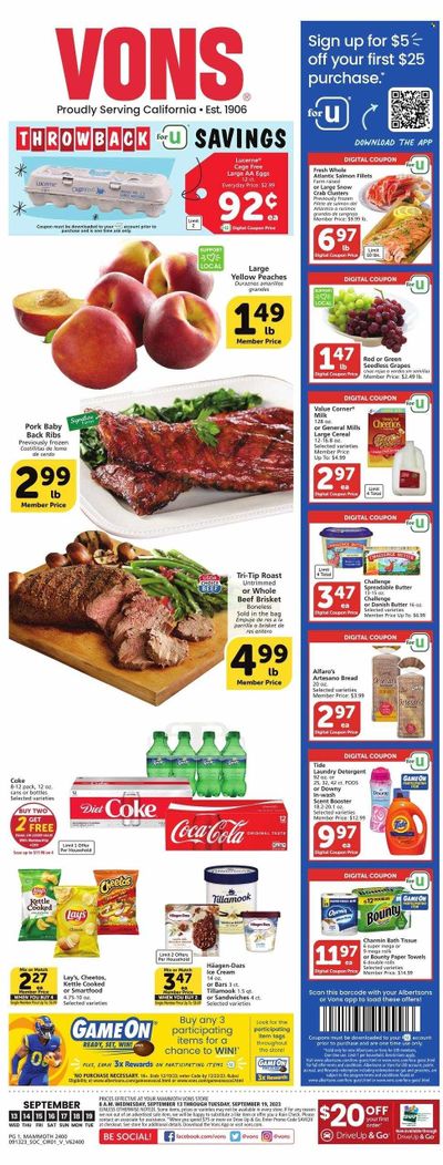 Vons (CA) Weekly Ad Flyer Specials September 13 to September 19, 2023