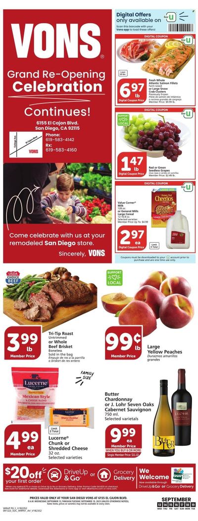 Vons (CA) Weekly Ad Flyer Specials September 13 to September 19, 2023