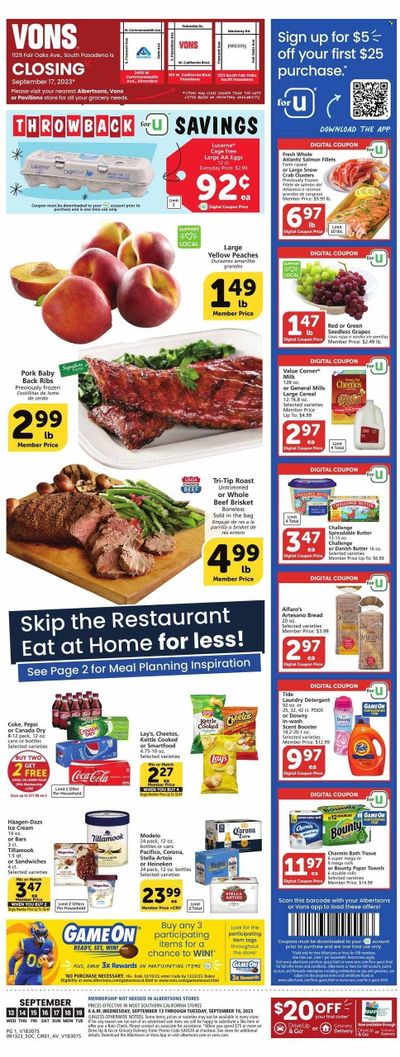 Vons (CA) Weekly Ad Flyer Specials September 13 to September 19, 2023