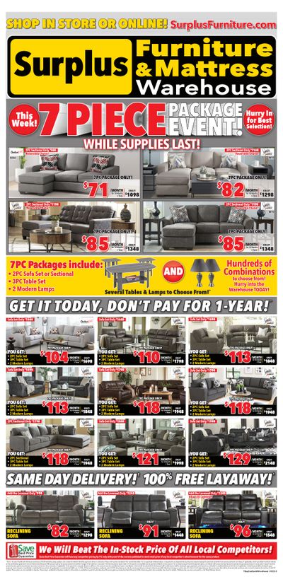 Surplus Furniture & Mattress Warehouse (Thunder Bay) Flyer September 18 to October 1