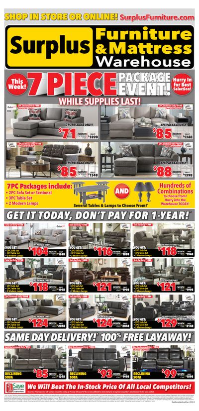 Surplus Furniture & Mattress Warehouse (Moncton,Saint John, Fredericton) Flyer September 18 to October 1