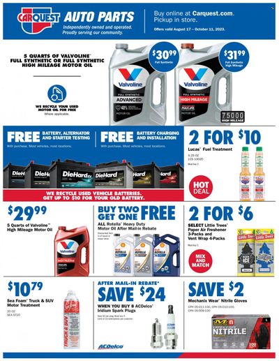 Carquest Weekly Ad Flyer Specials August 17 to October 11, 2023