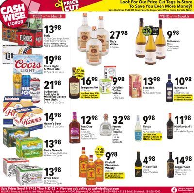 Cash Wise Liquor Only (MN) Weekly Ad Flyer Specials September 17 to September 23, 2023