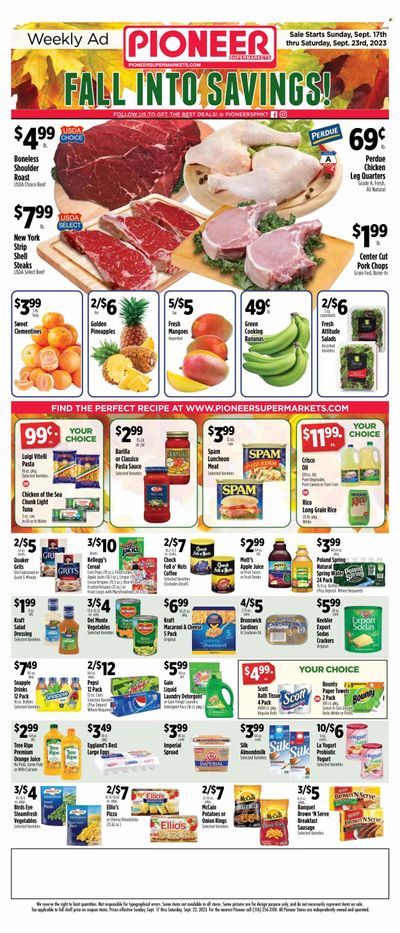 Pioneer Supermarkets (NJ, NY) Weekly Ad Flyer Specials September 17 to September 23, 2023
