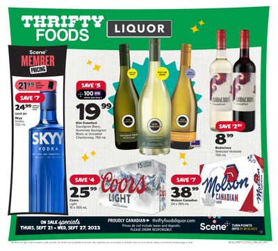 Thrifty Foods Liquor Flyer September 21 to 27