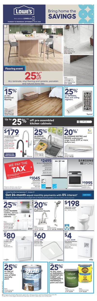Lowe's (West) Flyer September 21 to 27