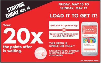 Shoppers Drug Mart Canada Offers: Get 20X The Points With Your Loadable Offer + 3 Day Sale