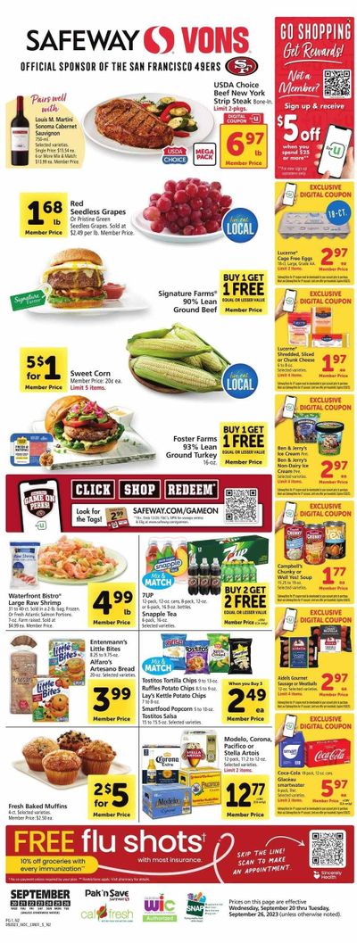 Safeway (CA) Weekly Ad Flyer Specials September 20 to September 26, 2023